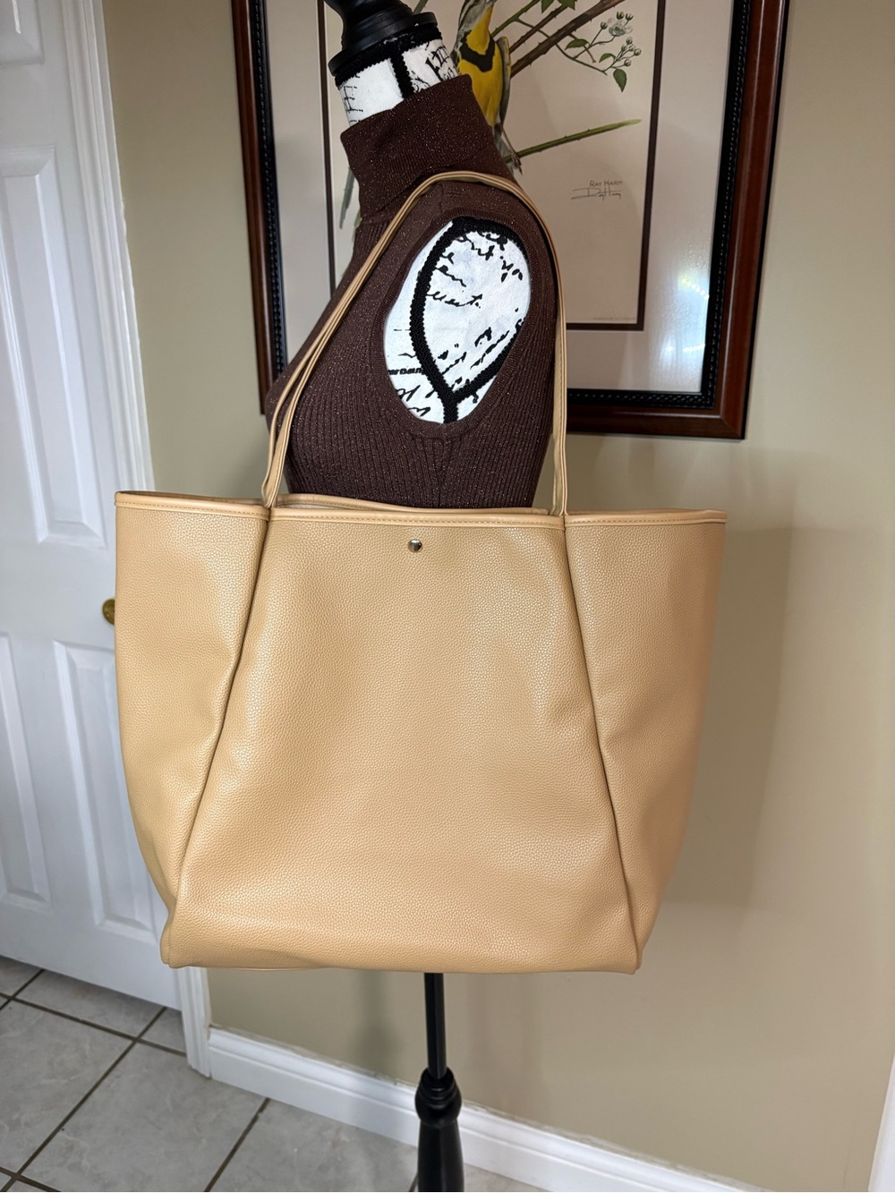 4/$25 New Boutique Tote Purse Tan Light Brown